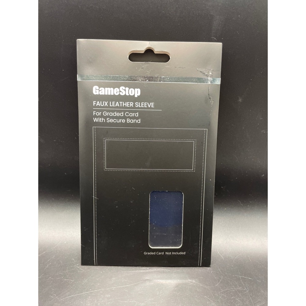 GameStop Faux Leather Sleeve for Graded Trading Cards Secure Band Navy Blue NEW